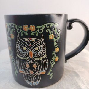 Eli & Anna Halloween Owl With Ornate Flowers4"1/2x4" Coffee Mug New Dishwasher